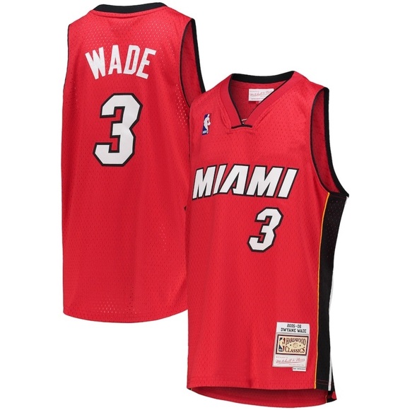 Dwyane Wade Miami Heat Red Hardwood Classic Soul Swingman Player Jersey RARE